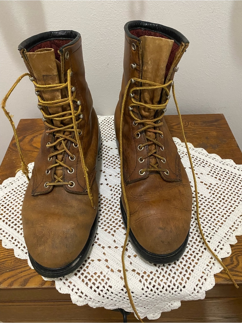 Red Wing Shoes Tan Brown Leather Lace-Up Work Boots